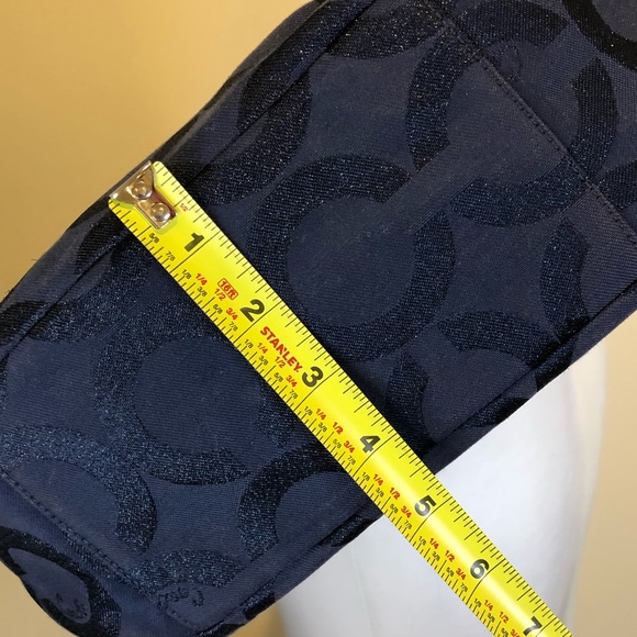 COACH Navy Blue Glitter Signature C Silver Braided Shoulder Bag w Blue Interior - Picture 14 of 14
